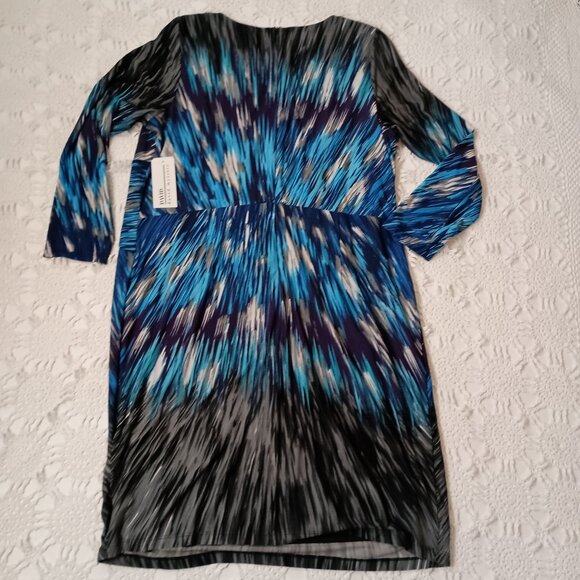 New David Meister Sheath Pencil Dress Starburst Knit Blue Gray 3/4 Slv 20W Women - Picture 9 of 11